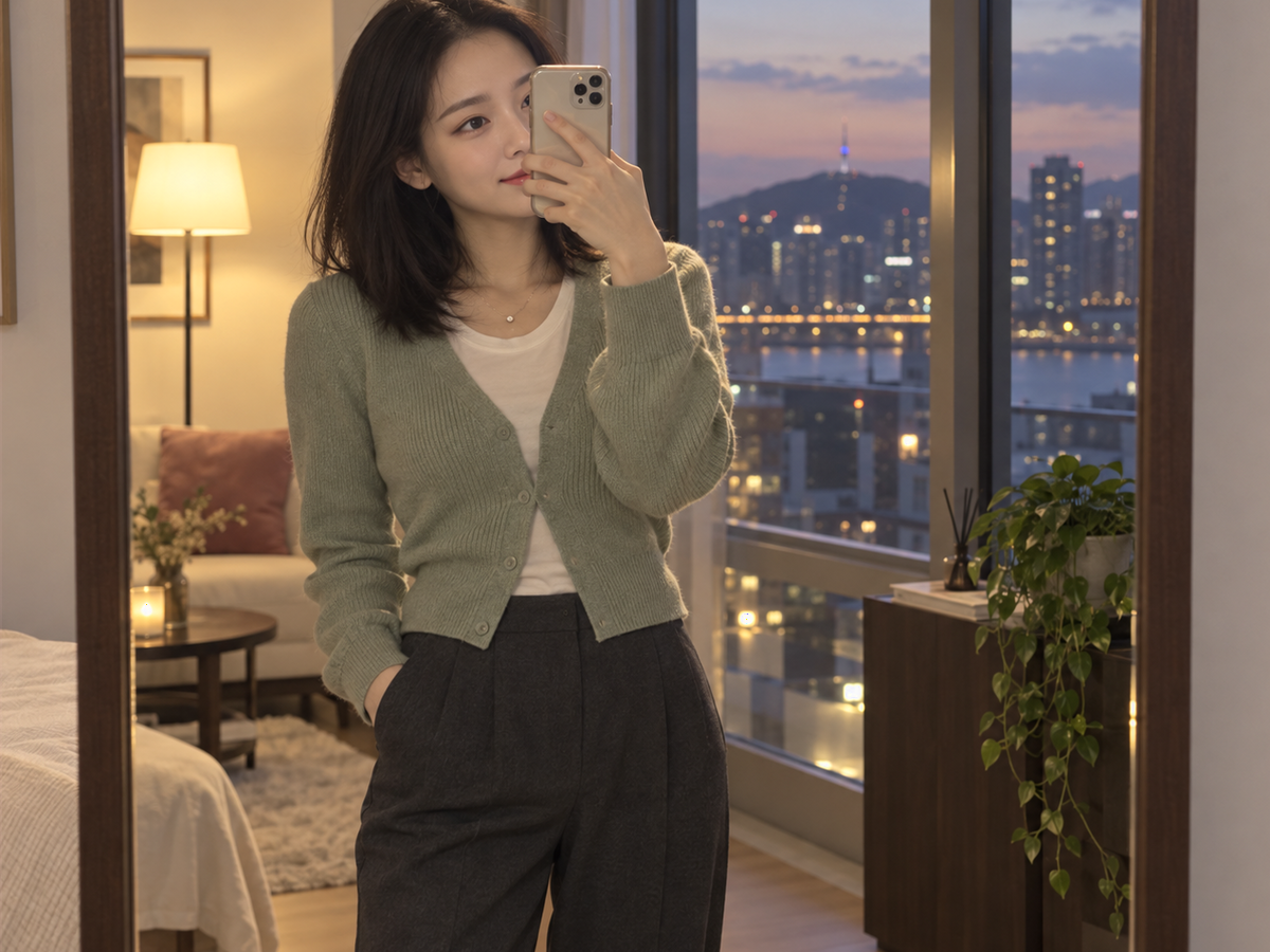서울특별시 중구 이동과 방문 일정을 안내하는 젊은 성인 한국 여성 관리사
